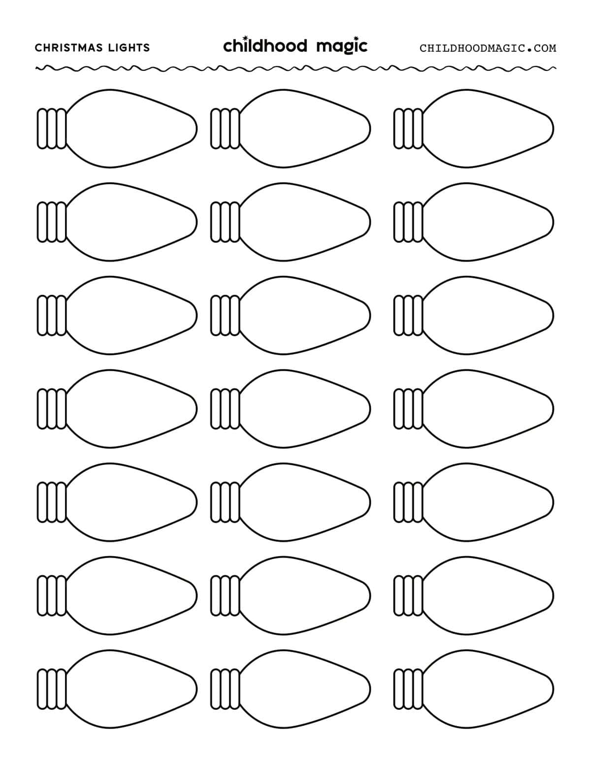 christmas light template- free printable outline - childhood magic